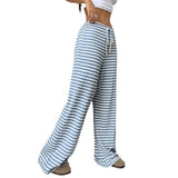 Autumn And Winter Women's New Casual Striped Solid Rubber Rope Cotton Straight