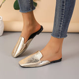 Summer Flat Bottom Half Slippers Simple Square Head Cool Drag Outside Wearing A Foot Pedal Muller Lazy