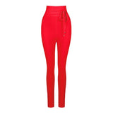 Sexy Women Pants 2022 New Summer Fashion High Waist Skinny Ties Female Solid Long Pencil Party Bodycon Bandage