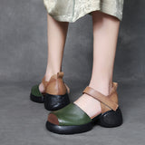Thick-Soled Thick-Heeled Bag Head Sandals Women 2025 New Hand-Slope Heel Square Head Magic Stick Hollow Single