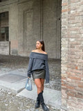 Long Sleeve Off Shoulder Sweater-Outfit