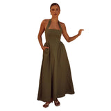 Zingj 2024 New Female Fashion Temperament Wide Sling Hanging Neck Show Back