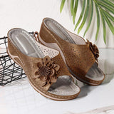Large-Size Leisure Flower Sandals Car Line Toe Slope And Slippers French Tidal Women's