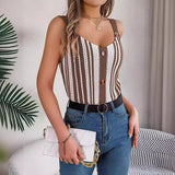 Shooting Spring And Summer V-Neck Button Bump Color Hollow Knitted Shirt Holiday Slings Women's