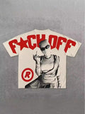 War Girl Graphic Print T-Shirt Y2K Vintage Loose-Sleeved Round-Collar Cotton Top Gothic Street Men's Wear 211-1-Outfit