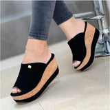 New Slope And Fish Mouth Slippers Women Thick Letter And Waterproof Table 43 Large Size Cold Slippers
