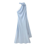Women's Explosive Silk And Tedish Texture With Hanging Neck