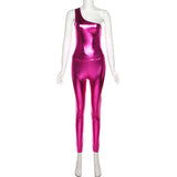 Zingj 2023 Women's Wear Sexy Bright One Shoulder Top Onesie High Purse Hip Pants Suit