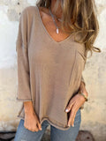 New Autumn And Winter V-Neck Long Sleeve Pocket Casual Knitted Sweater