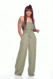 Zingj New Women's Casual Flat Shoulder Wrapped Chest Wide-Leg