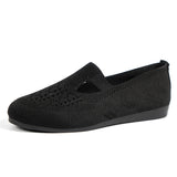 Flying Flat-Soled Single-Shoe Women Round Head Breathable Mesh Work Shoes Nude
