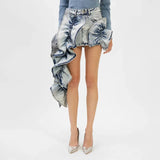 Zingj Spring New Fashion Temperament Splicing Flounce Pressure Pleated Design Sense High Waist Show Thin Skirt A Word