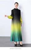 And Fashionable Gradient Lantern Sleeve Pressure Folding Dress Women Autumn And Winter Loose Apparent Thin-Skinny A-Character