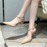 High-Heeled Women 2025 Summer New Bun Head With Temperament Fine And French Pointed
