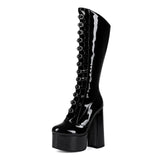 Punk Gothic Babes Lolita Black Leather Buckle Thick And Large Size Girl Cool Boots