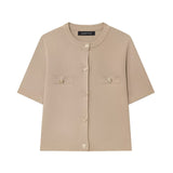 Spring 2025 New Women's Short-Sleeved Simple Fashion Knitted Jacket Skirt 1822025
