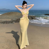 Zingj Desire Wind Cross Flounce Sling Skirt Female Atmosphere Sense Of Sensibility Minority Seaside Island Resort Beach