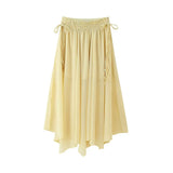 Women's Summer Folding V-Neck Folding Collar Trim With Chiffon Long-Sleeved Shirt Skirt