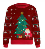 Christmas Tree Knitted Sweater Autumn And Winter Loose Astringted Astring Collar Creative LED Color Lamp Christmas