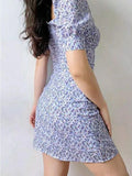 Ditsy Floral Short-Sleeve Mini Dress-Outfit