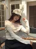 Xixi 2025 Autumn New White Label Showing Lanky Lace Knitted Woolen Women