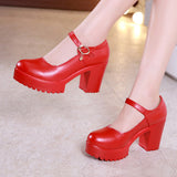 Round Head 8Cm High Heels Clasp Shallow Commuter Professional Work Shoes Cheongsam Models Catwalk