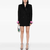 Star Fashion New Double-Dbuted Collar Bow Long Blazer Suit