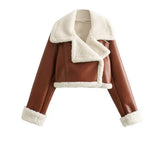 2025 Spring Fur Integrated Short Street Spice Girl Motorcycle Clothing