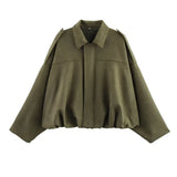 Women's ZA Summer New Shoulder Buckle Waist Bomber Jacket Three-Piece