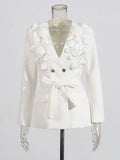 Temperament High-End Suit 2025 Autumn And Winter New Splicing Flowers Ribbon Suit High Waist Repair