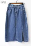 Slit Long Denim Skirts For Women Jeans White Summer 2023 Maxi Skirt Pencil Khaki Denim Skirt High Waist Office For