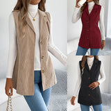 Autumn And Winter Leisure Single Buckle Suit Neck Lint Vest Coat Women's
