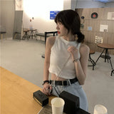 Zingj Round Collar Shows Thin Crop Short Money Wear Vest Summer 2024 New Hot Girl Sling Top Design