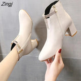 Women Boots 2023 Autumn and Winter High Heels Ankle Shoes Boots Leather Booties Feminina Woman fashion