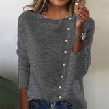 Sheintemu Autumn And Winter Round Collar Long-Sleeved Button Sweater New
