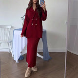 Women's New French Temperament Solid Color Commute Button-In- Cardigan Suit