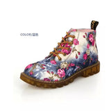 Retro With Broken Flowers Martin Boots Girl English Wind Flat Spring And Autumn Women Boots Short