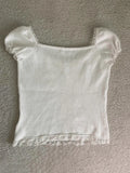 Paneled Lace White Puff Sleeve Blouse-Outfit