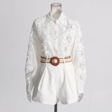 Simple Style Suit Women's Spring 2025 New Comfortable Leisure Lantern Sleeve Top + Three-Point Pants Embroidery