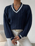 And Winter Temperament Hit The Color Of The Hangfang Sweater Loose V Collar Fashion Clad