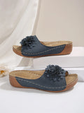Slippers Women 25 New Slope And Exposed Toe Wearing Flower-Shaped
