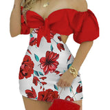 Women's Shoulder-Print Repair Kite Short Lady Jumpsuit