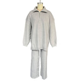 Blogger's Set Of Brace Lap Collar Casual Half-Tipper Trousers Wide Leg Trousers Autumn And Winter Two Sets Of Wide-Legged