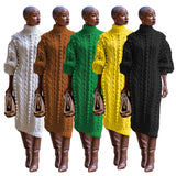 Zingj New Women's Casual Turtleneck Slit Knit