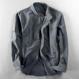 2025 New Men's Casual Linen Shirt Gentlemen's Wind Collar Wish Cotton