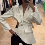Niche Style Suit Women's Clothing 2025 Autumn And Winter New Asymmetrical Hollow Bare Waist Repair Small Suit Jacket