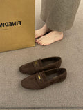 Gold Shoes Female 2025 New Korean Version Of French Retro Round Head Casual Pedaled Buckle Buckle