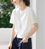 Short-Sleeved T-Shirt Women's Summer 2025 New Casual Design Feeling Under The Fork Decorative Buckle Clasp