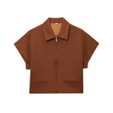 Spring New Women's Collar Short-Sleeved Short Coat Straight Trousers 8491053