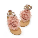 Sandals Three-Dimensional Flower Vacation Shoes Large-Size Sandals 40-43 Laded Flat Sandals